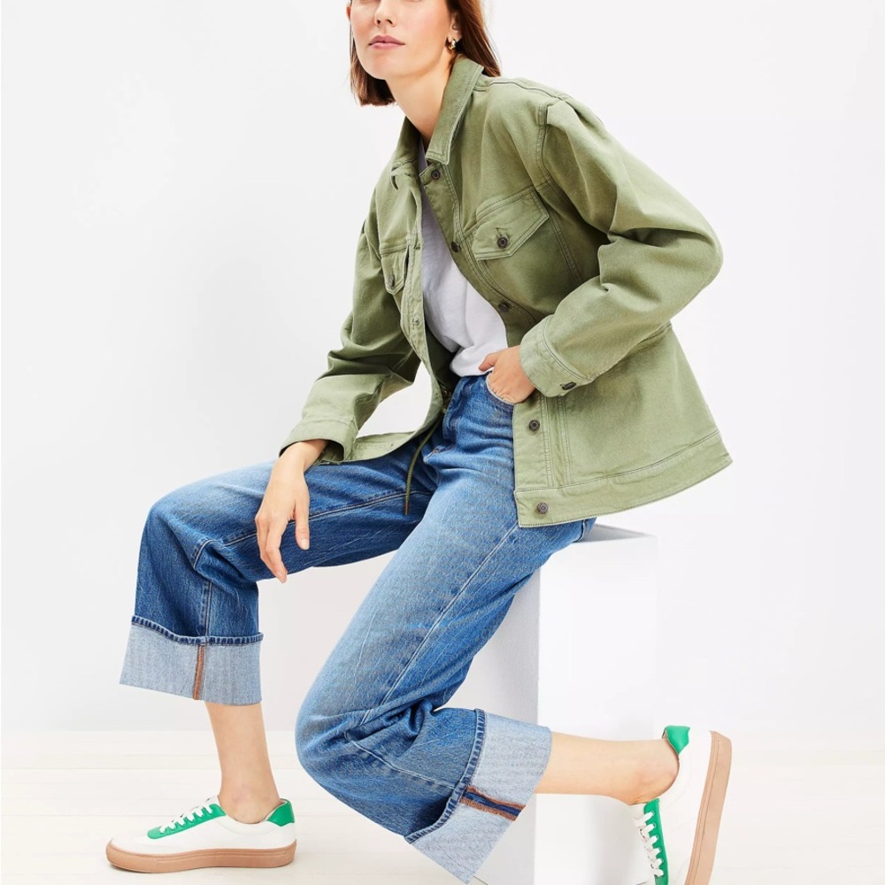 Loft Women's Green Utility Jacket Large - image 3